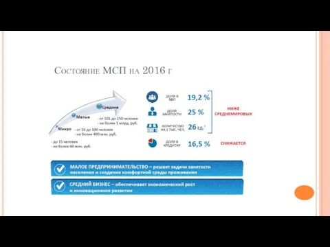 Состояние МСП на 2016 г