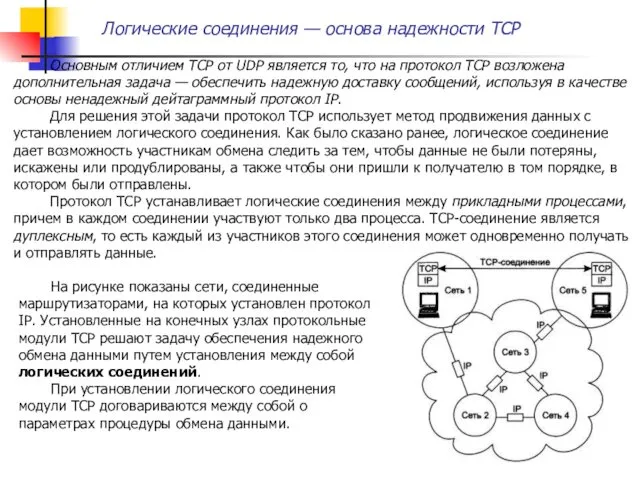 Основным отличием TCP от UDP является то, что на протокол