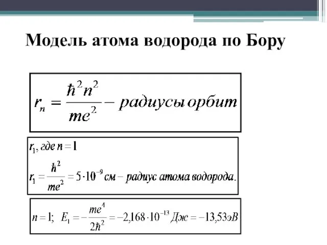 Модель атома водорода по Бору