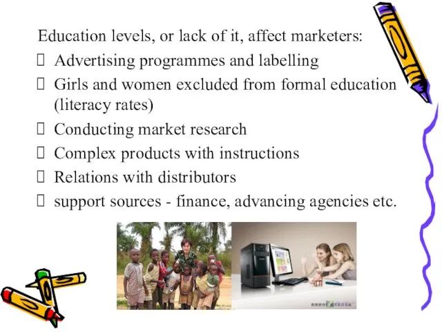 Education levels, or lack of it, affect marketers: Advertising programmes and labelling Girls
