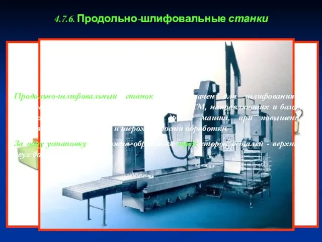 4.7.6. Продольно-шлифовальные станки Продольно-шлифовальный станок, предназначен для шлифования и фрезерования