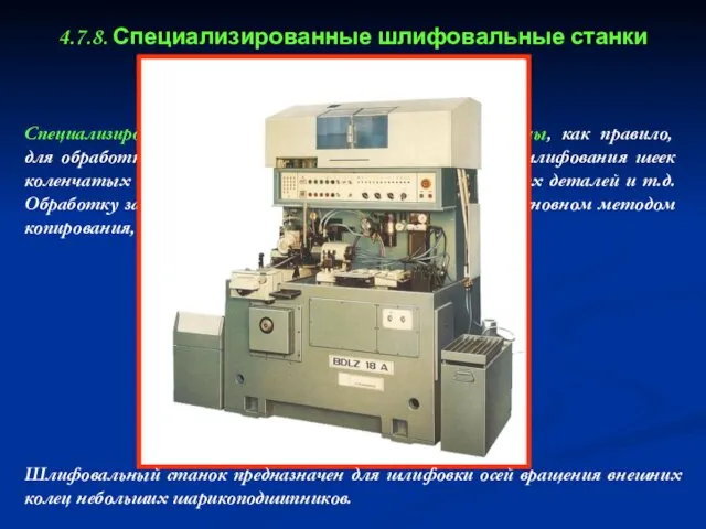 4.7.8. Специализированные шлифовальные станки Специализированные шлифовальные станки предназначены, как правило,