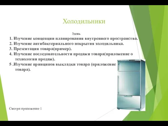 Холодильники 3день 1. Изучение концепции планирования внутреннего пространства. 2. Изучение