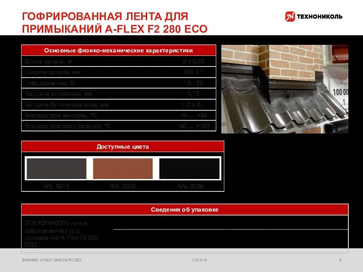 11/03/19 ЗНАНИЕ. ОПЫТ. МАСТЕРСТВО. ГОФРИРОВАННАЯ ЛЕНТА ДЛЯ ПРИМЫКАНИЙ A-FLEX F2 280 ECO