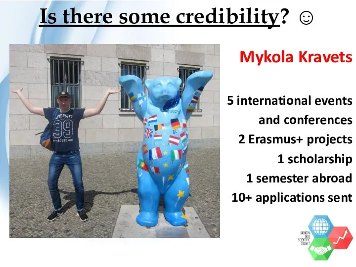 Is there some credibility? ☺ Mykola Kravets 5 international events