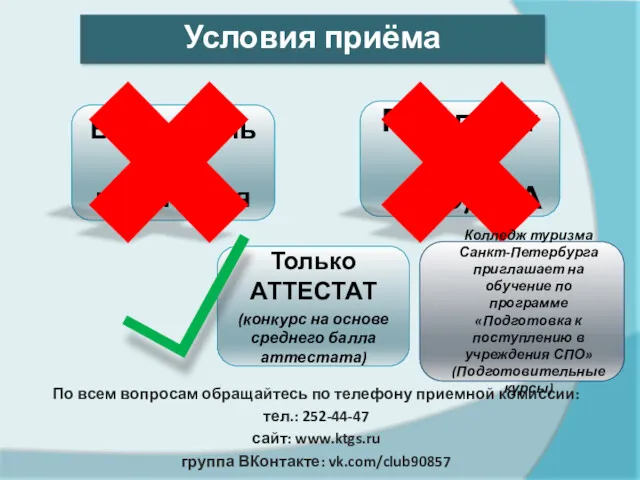 Вступительные испытания Результаты ЕГЭ/ГИА Только АТТЕСТАТ (конкурс на основе среднего балла аттестата) По