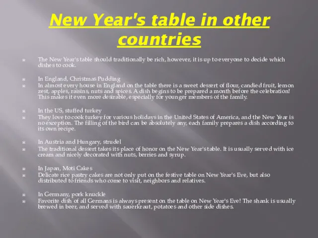 New Year's table in other countries The New Year's table