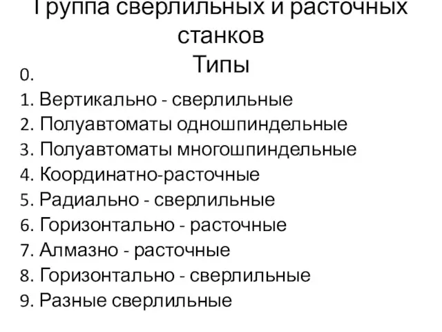 Группа сверлильных и расточных станков Типы 0. 1. Вертикально -