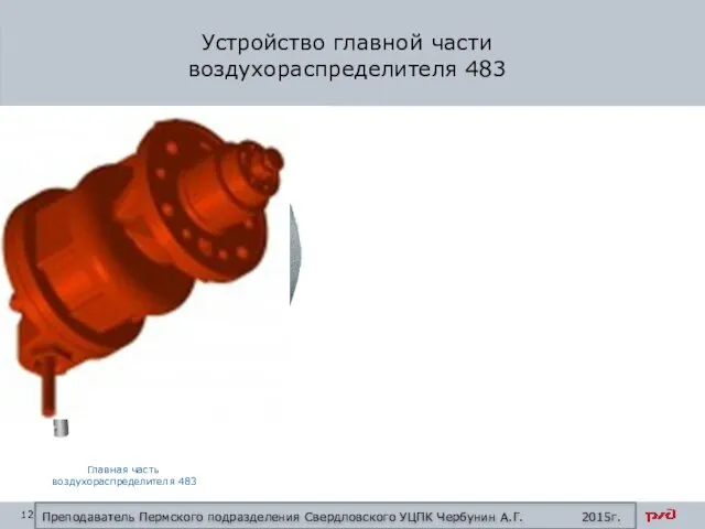 Устройство главной части воздухораспределителя 483 Крышка воздухораспределителя 483 Главная часть