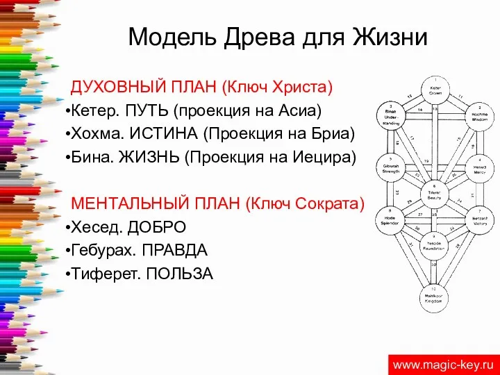 Модель Древа для Жизни ДУХОВНЫЙ ПЛАН (Ключ Христа) Кетер. ПУТЬ