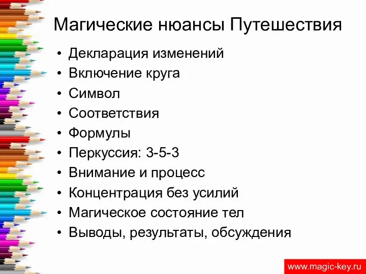 Магические нюансы Путешествия Декларация изменений Включение круга Символ Соответствия Формулы