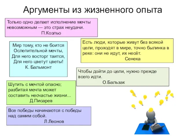 Аргументы из жизненного опыта Мир тому, кто не боится Ослепительной