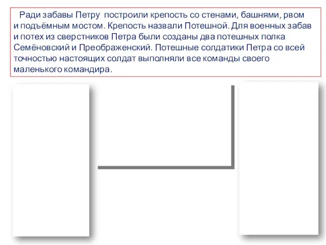 Ради забавы Петру построили крепость со стенами, башнями, рвом и