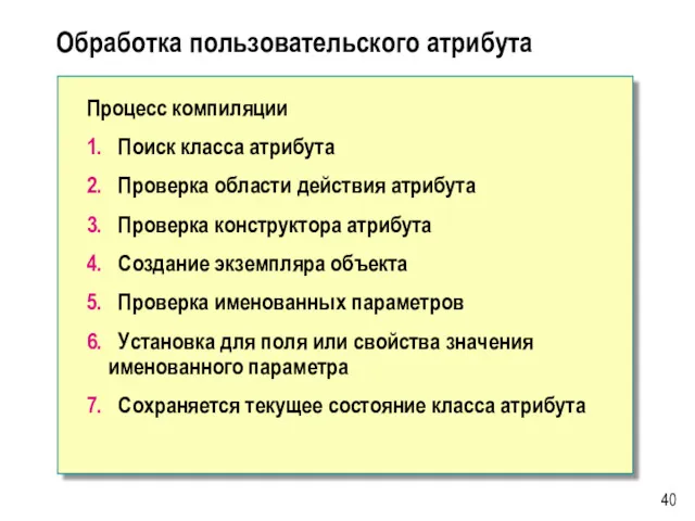 Обработка пользовательского атрибута Процесс компиляции 1. Поиск класса атрибута 2.