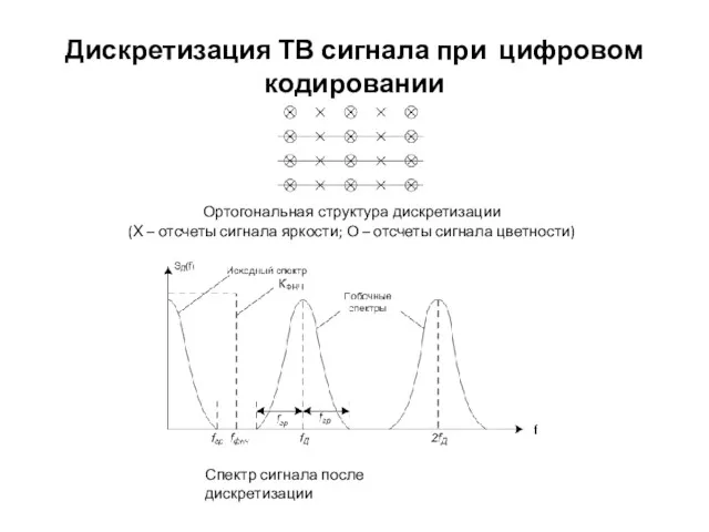 Дискретизация ТВ сигнала при цифровом кодировании Ортогональная структура дискретизации (Х