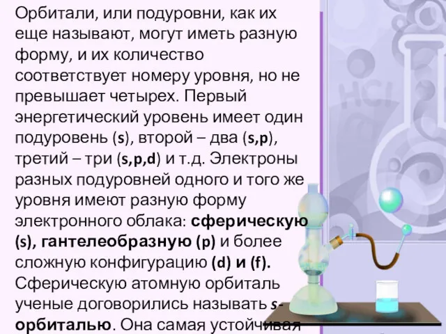 Орбитали, или подуровни, как их еще называют, могут иметь разную