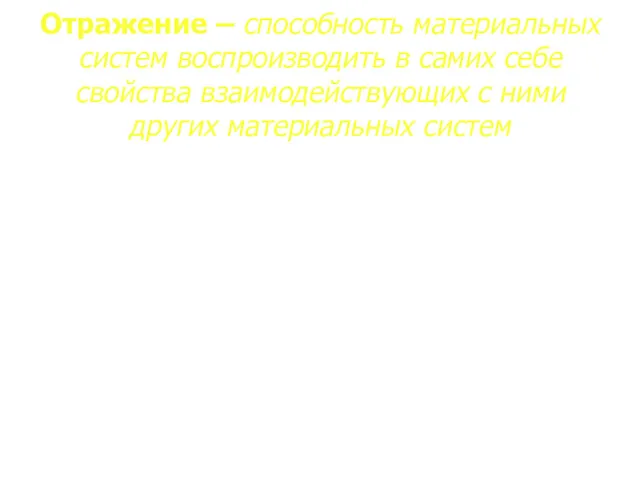 Отражение – способность материальных систем воспроизводить в самих себе свойства