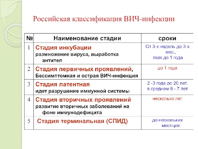 Российская классификация ВИЧ-инфекции
