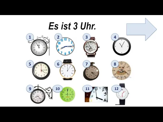 Es ist 3 Uhr. 1 2 3 4 5 6 7 8 9 10 11 12