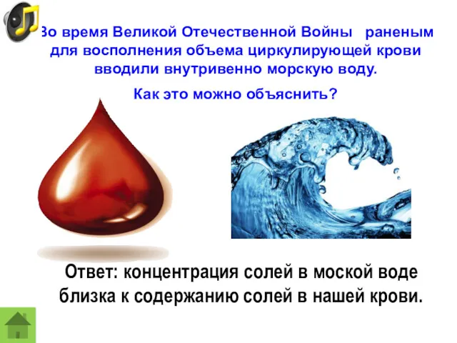 Во время Великой Отечественной Войны раненым для восполнения объема циркулирующей крови вводили внутривенно