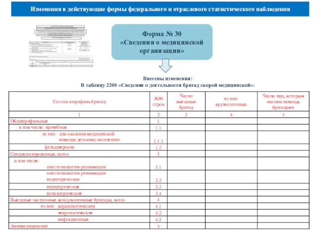 Изменения в действующие формы федерального и отраслевого статистического наблюдения Форма