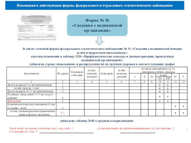 Изменения в действующие формы федерального и отраслевого статистического наблюдения Форма