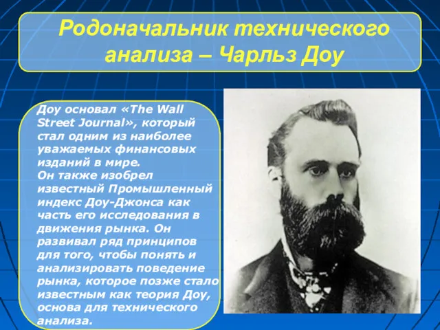 Родоначальник технического анализа – Чарльз Доу Доу основал «The Wall Street Journal», который