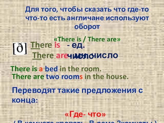 Для того, чтобы сказать что где-то что-то есть англичане используют