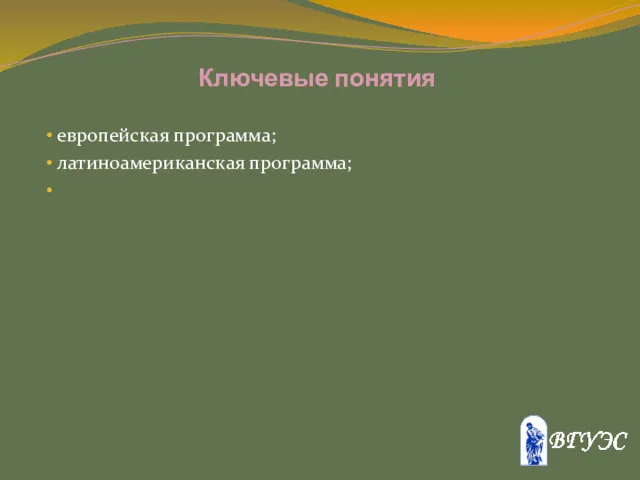 Ключевые понятия европейская программа; латиноамериканская программа;