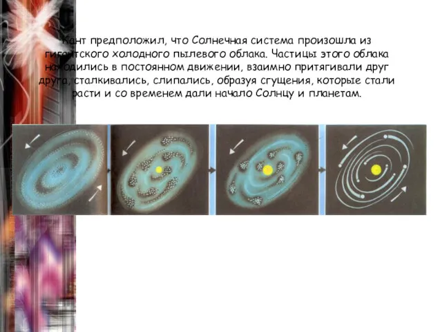 Кант предположил, что Солнечная система произошла из гигантского холодного пылевого