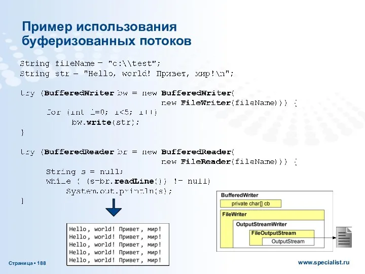 Пример использования буферизованных потоков