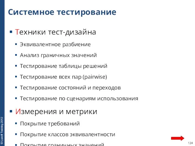 Системное тестирование Техники тест-дизайна Эквивалентное разбиение Анализ граничных значений Тестирование