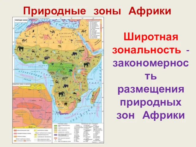 Природные зоны Африки Широтная зональность - закономерность размещения природных зон Африки