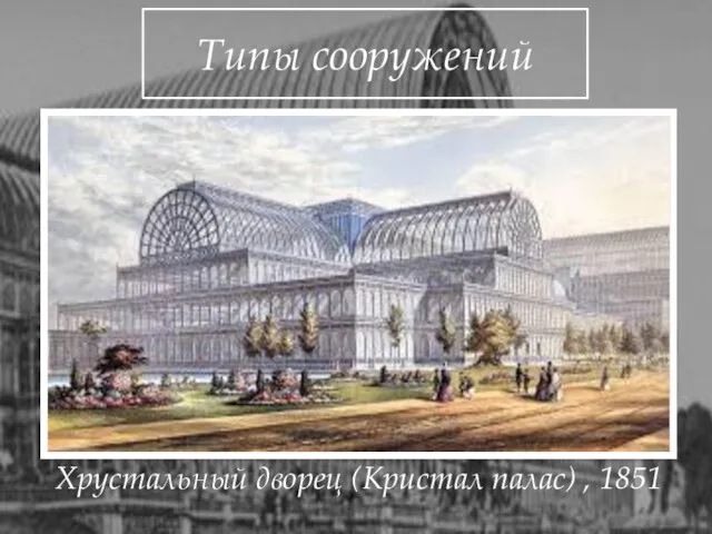Типы сооружений Хрустальный дворец (Кристал палас) , 1851