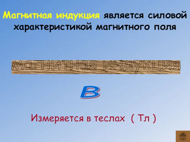 Магнитная индукция является силовой характеристикой магнитного поля магнитная индукция в Измеряется в теслах ( Тл )