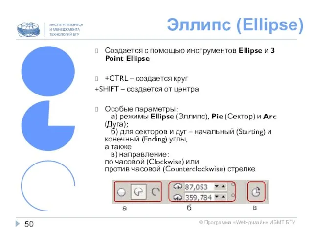 Эллипс (Ellipse) Создается с помощью инструментов Ellipse и 3 Point