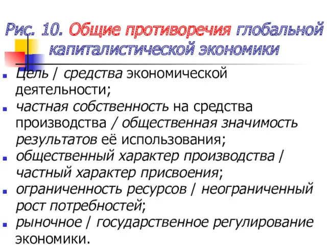 Рис. 10. Общие противоречия глобальной капиталистической экономики Цель / средства