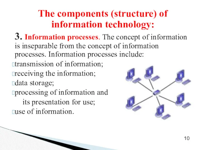 The components (structure) of information technology: 3. Information processes. The