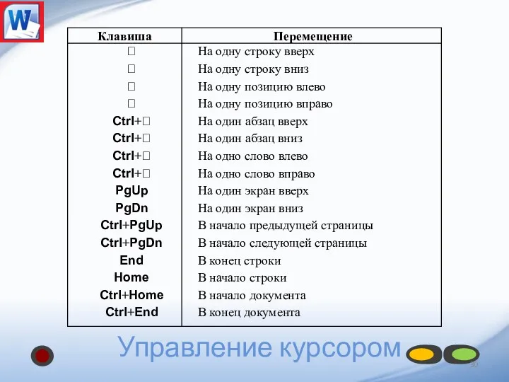 Управление курсором