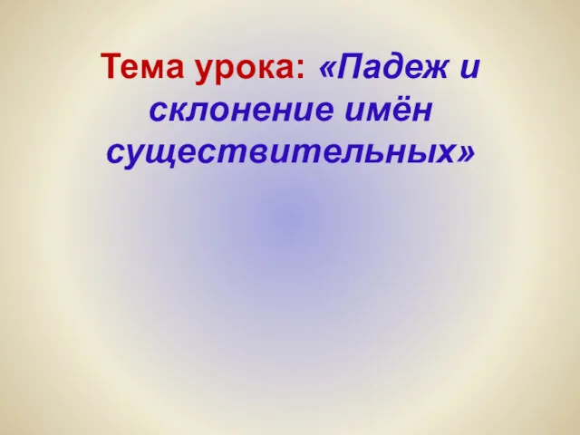 Тема урока: «Падеж и склонение имён существительных»