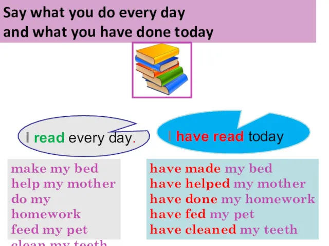 1 I read every day. I have read today make