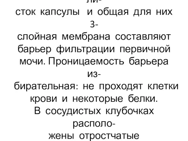 Стенка капилляров, внутренний ли- сток капсулы и общая для них