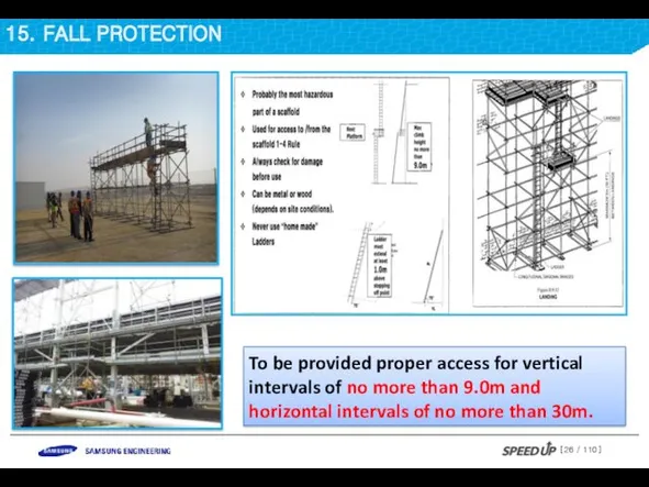 15. FALL PROTECTION To be provided proper access for vertical