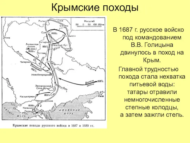Крымские походы В 1687 г. русское войско под командованием В.В.