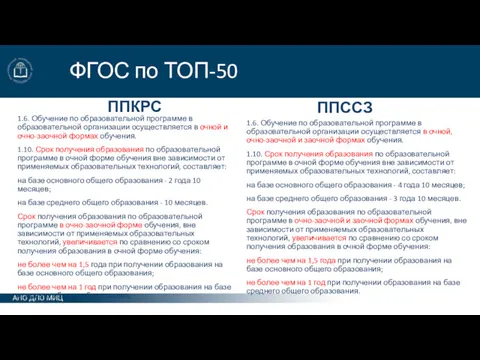 ФГОС по ТОП-50 ППКРС 1.6. Обучение по образовательной программе в