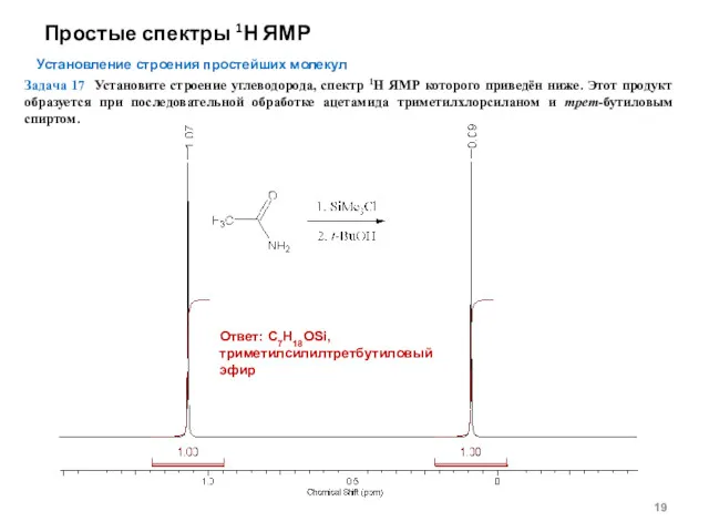 Простые спектры 1Н ЯМР Установление строения простейших молекул Задача 17