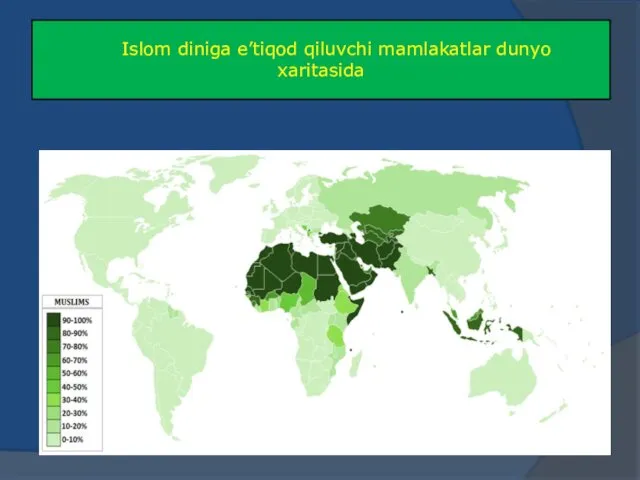 Islom diniga e’tiqod qiluvchi mamlakatlar dunyo xaritasida