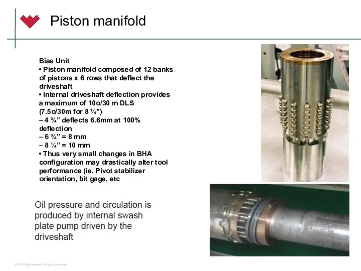 Piston manifold Bias Unit • Piston manifold composed of 12