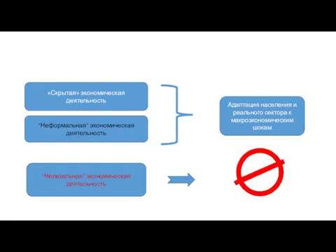 «Скрытая» экономическая деятельность "Неформальная" экономическая деятельность Адаптация населения и реального