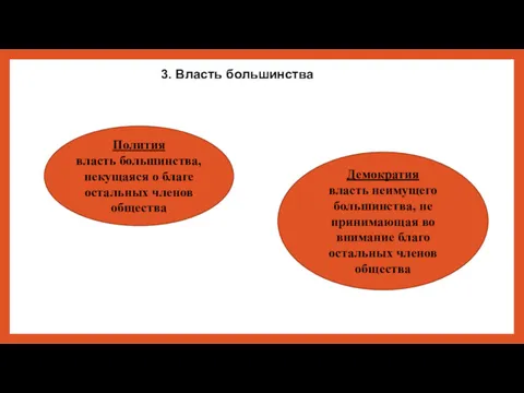 3. Власть большинства Полития власть большинства, пекущаяся о благе остальных